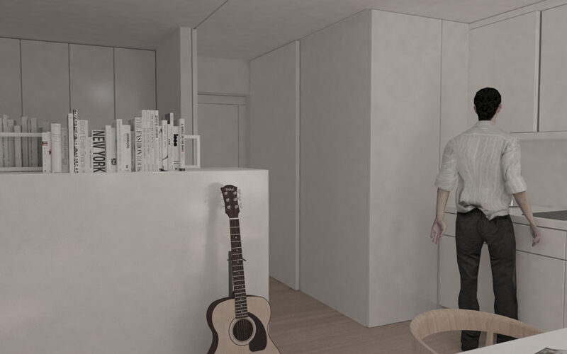 04-Reforma de estudio-apartamento-pontedeume-vista-acceso-cocina